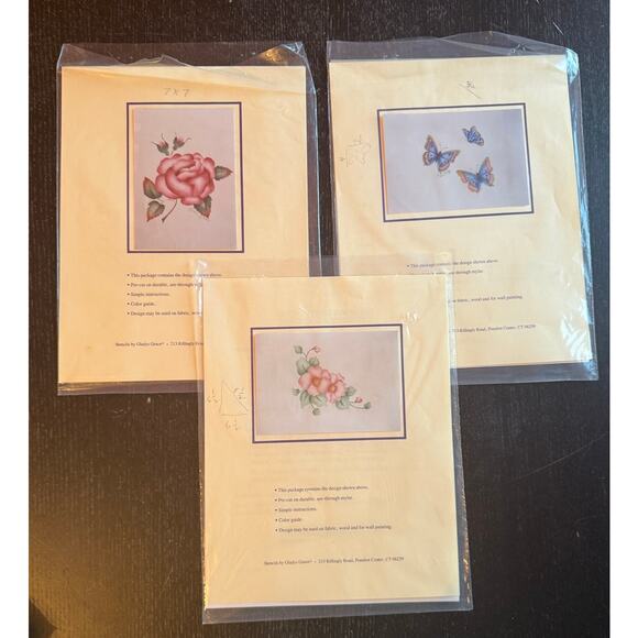 Lot of Gladys Grace Stencils Floral Roses Butterflies Painting Fabric Wood Craft - Picture 4 of 8